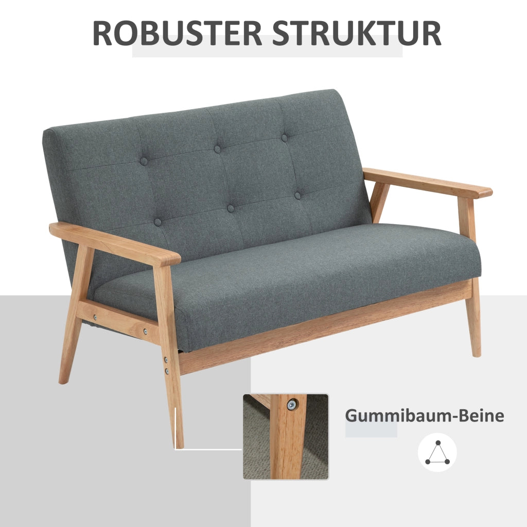Divano 2 posti ¨C Minimal ¨C Tessuto, Legno, 115 cm, Grigio scuro