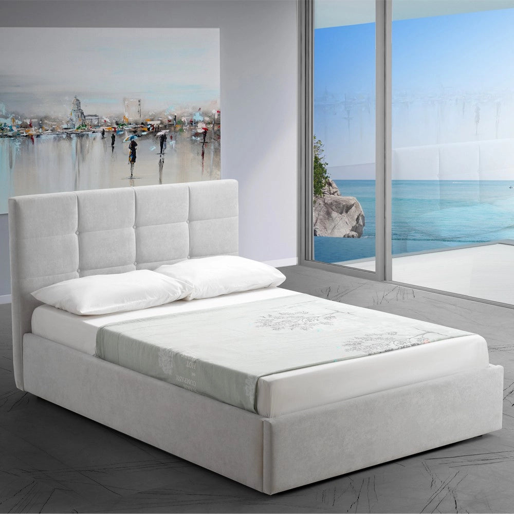 Letto una piazza e mezza con contenitore Napoli tessuto colore grigio