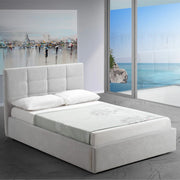 Letto una piazza e mezza con contenitore Napoli tessuto colore grigio