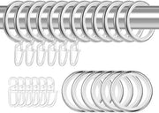 20 pezzi di anelli di tenda in metallo con chiusura a scorrimento e ganci di tenda in plastica per tende doccia e porte, diametro interno 30 mm (argento)
