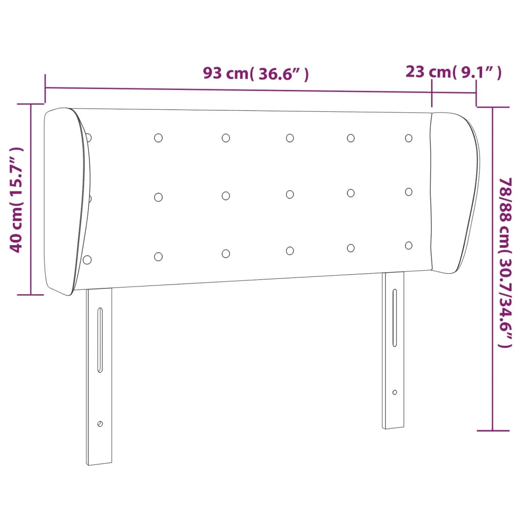 Testiera | Testata ad Orecchio Tortora 93x23x78/88 cm in Tessuto
