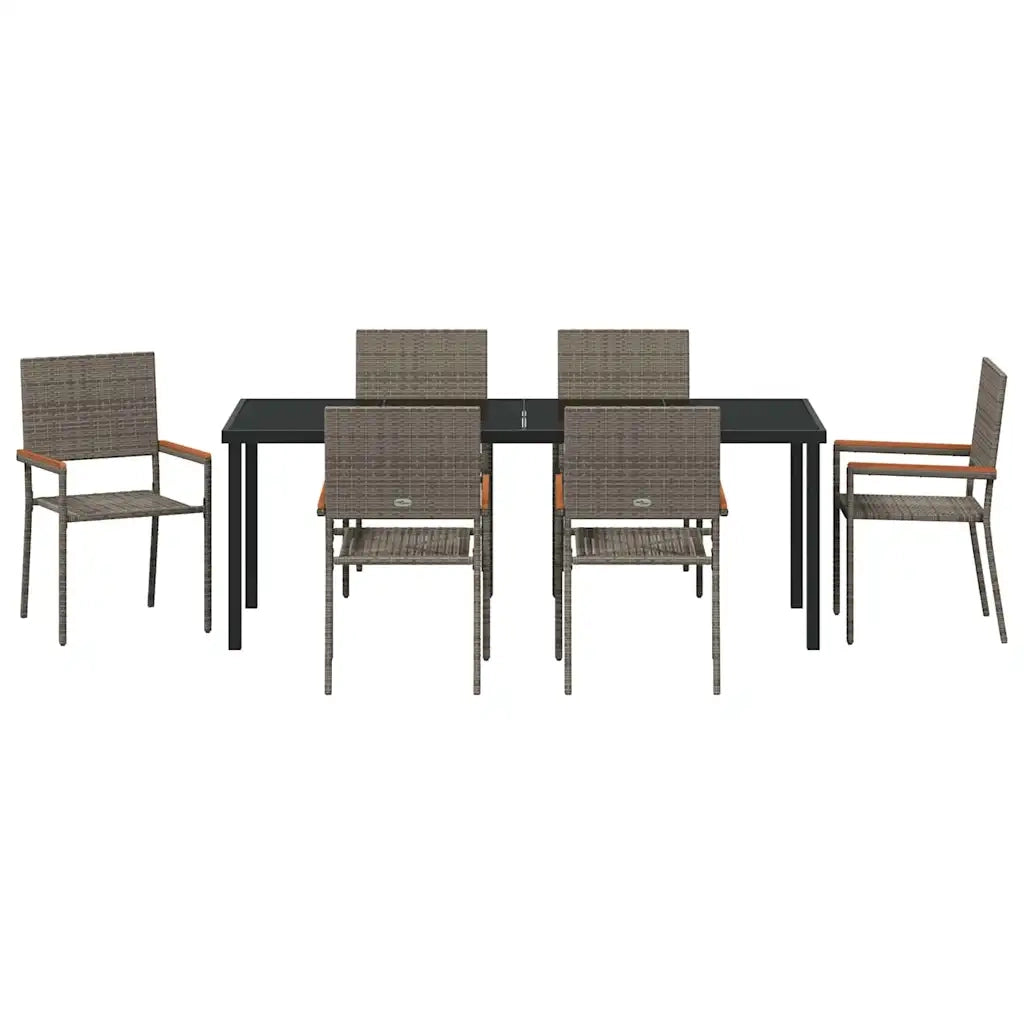 Set da Pranzo per Giardino con cuscino 7 pcs Grigio polyrattan 3379714