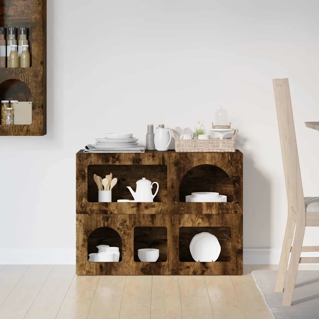 Credenza Rovere fumé 80.5 x 35 x 59 cm Legno multistrato 891329