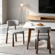 Sedia da pranzo Set da 2 con Schienale Imbottito Design Ergonomico in Ciniglia Grigio