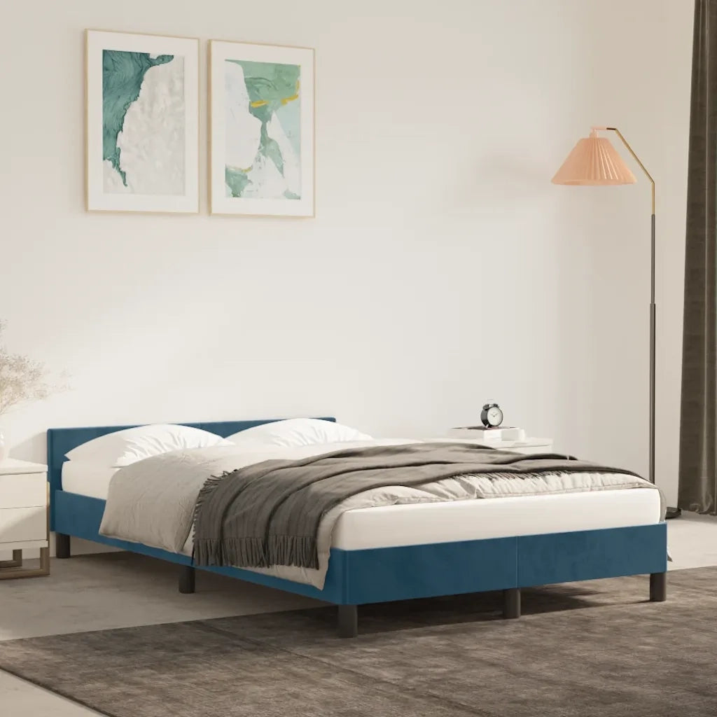 Letto matrimoniale | Letto per adulti | Giroletto senza Materasso Blu Scuro 120x200 cm in Velluto