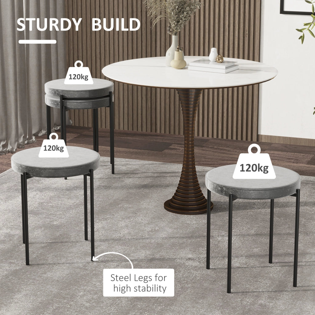 SGABELLO Set da 4 pezzi 41,5x41,5x46 cm Grigio scuro in metallo effetto velluto