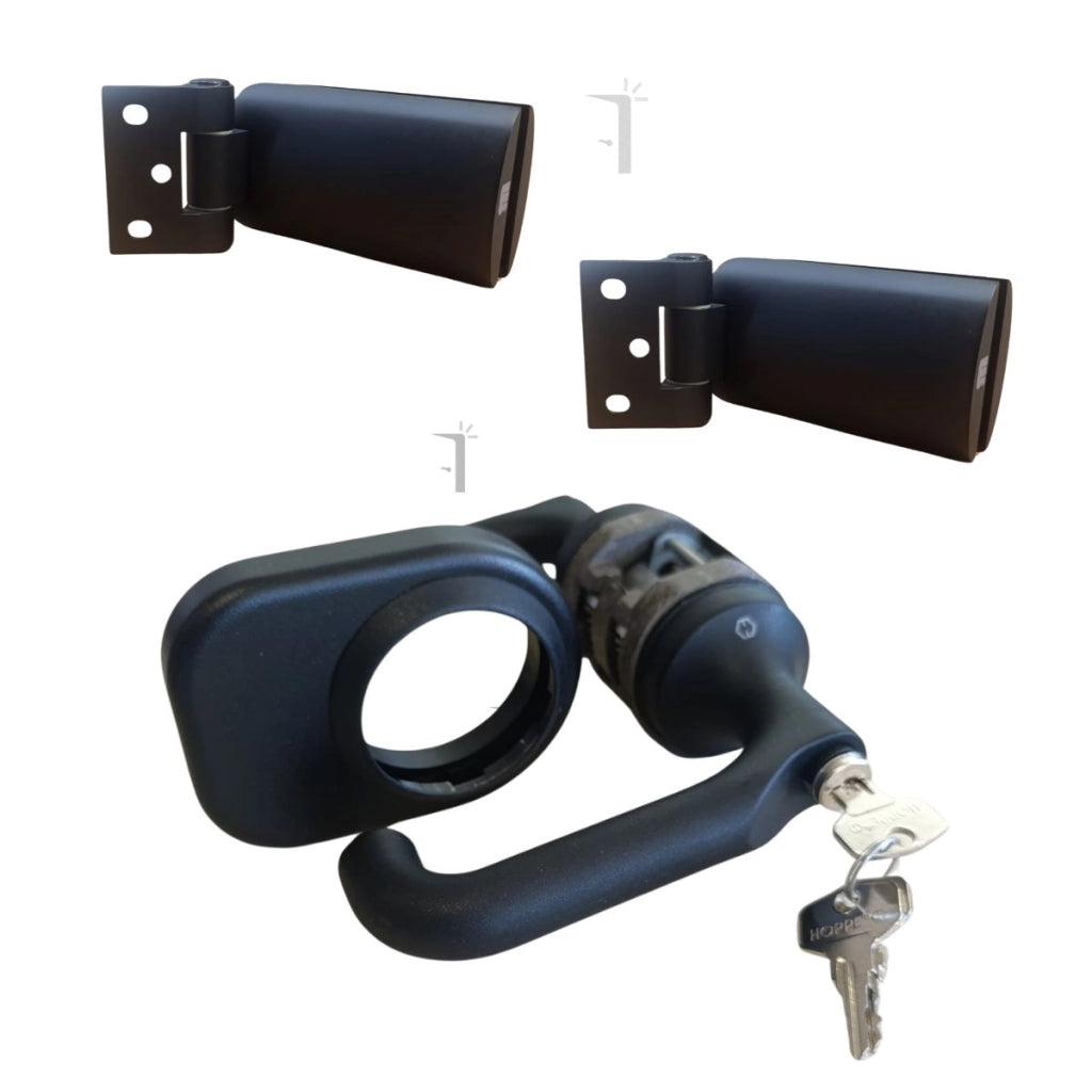 Kit per porta in vetro maniglia e cerniere nero opaco