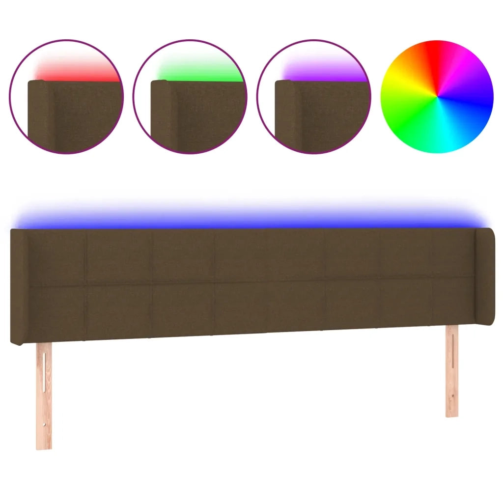 Testiera | Testata a LED Marrone Scuro 203x16x78/88 cm in Tessuto