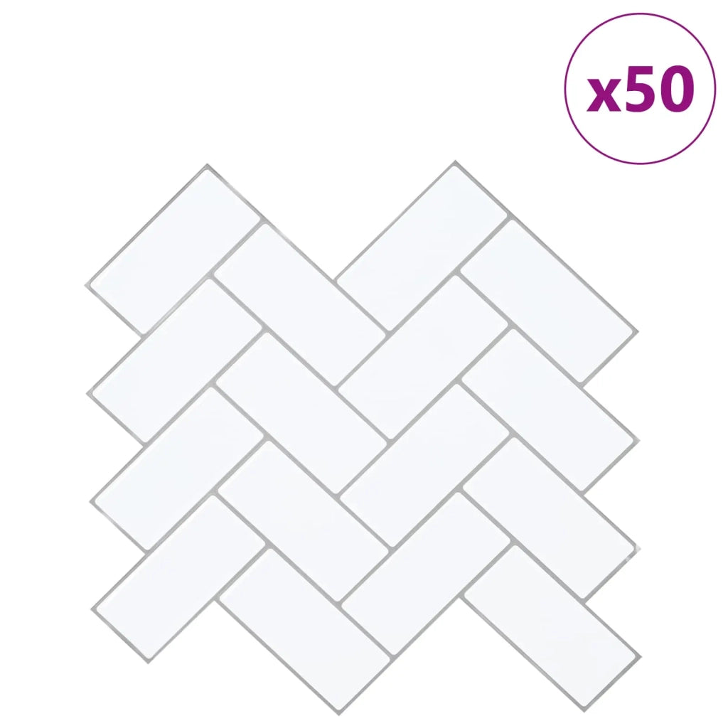 Piastrella a Spina di Pesce 50 pz Bianco e Grigio 30 x 30 cm CFW8943384