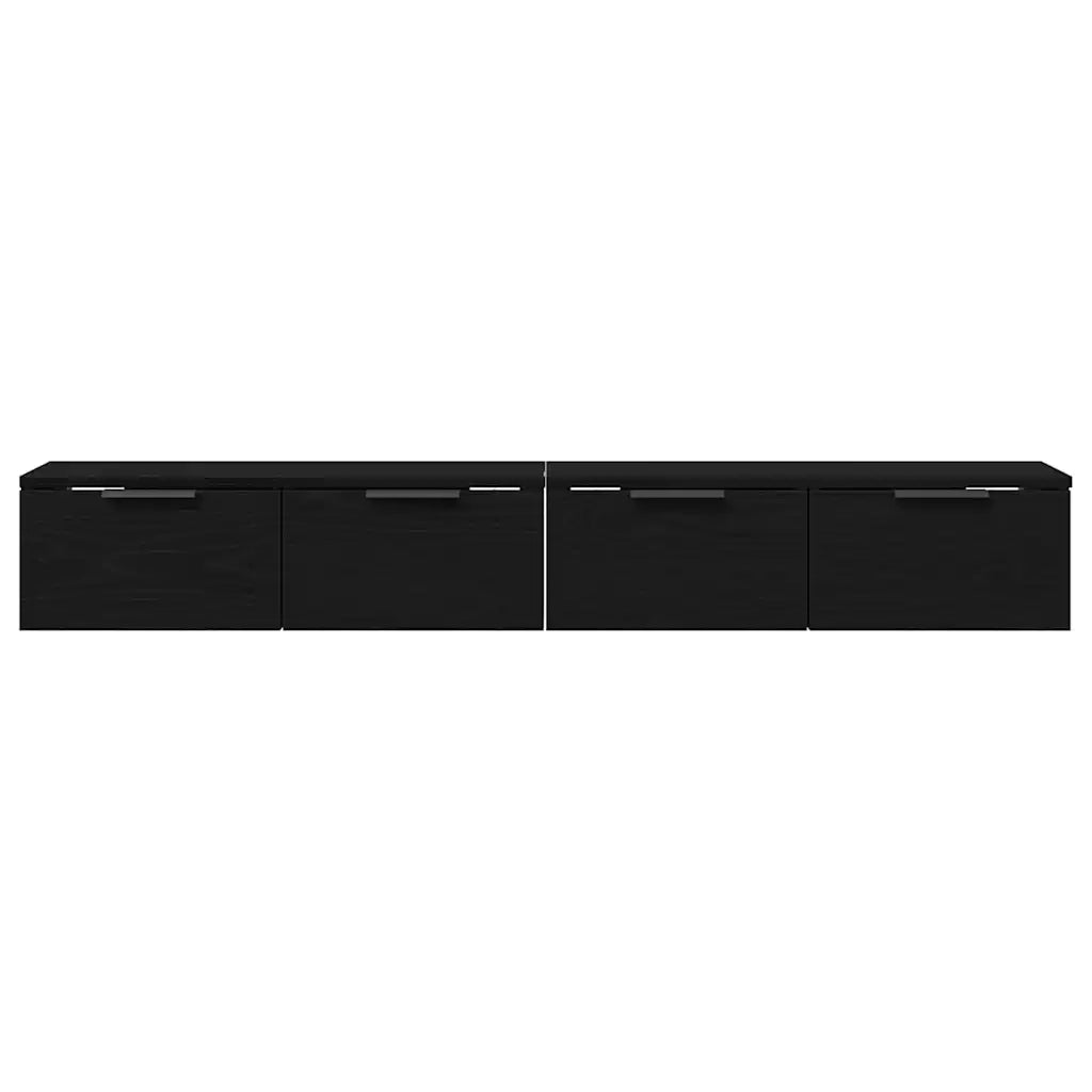 Mobile a muro con cassetto 2 pcs Rovere Nero 68 x 30 x 20 cm 3333074