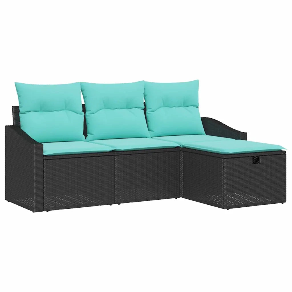 Set di divani con cuscino 4 pcs Nero Poly Rattan 3359255