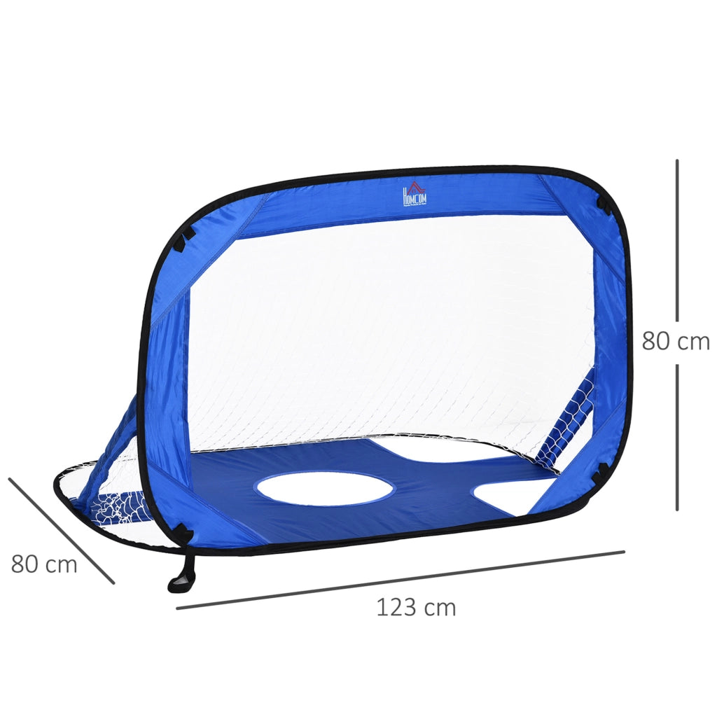 Porte da calcio a scomparsa, set da 2, mini porte portatili pieghevoli con borsa per il trasporto, blu, 123x80x80 cm, per giardino e attivit¨¤
