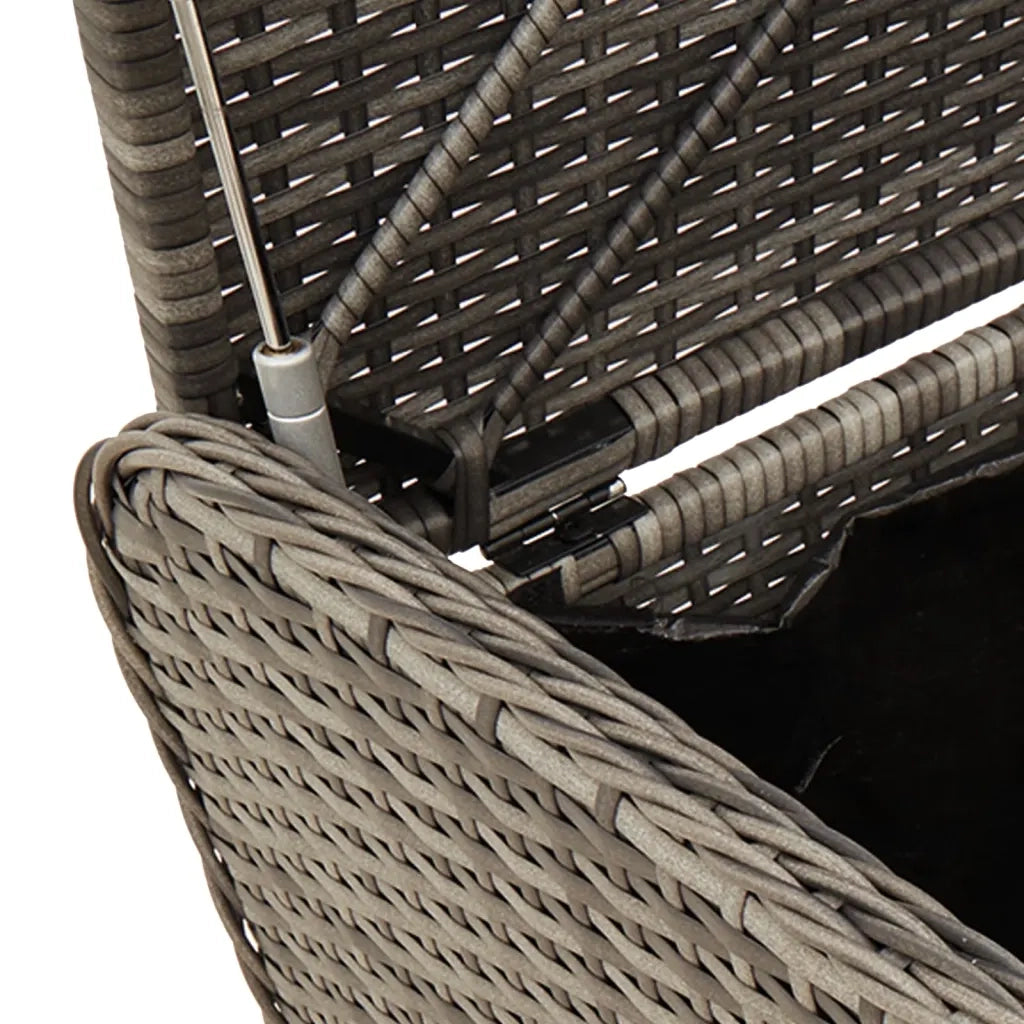 CassaPanca da Giardino | Panchina con Cuscino Grigia 115x51x52 cm in Polyrattan