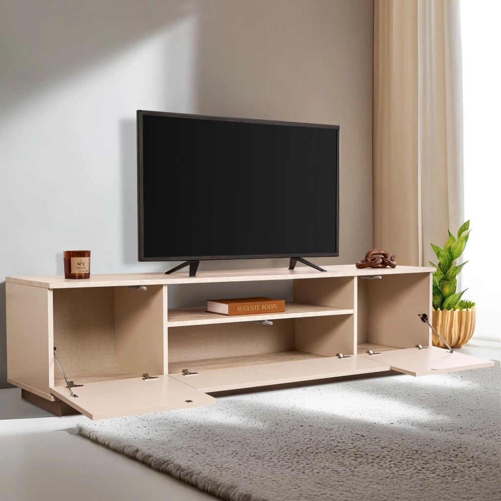 Porta TV in legno "Veramont" - 180 x 44 x 44 cm - Beige