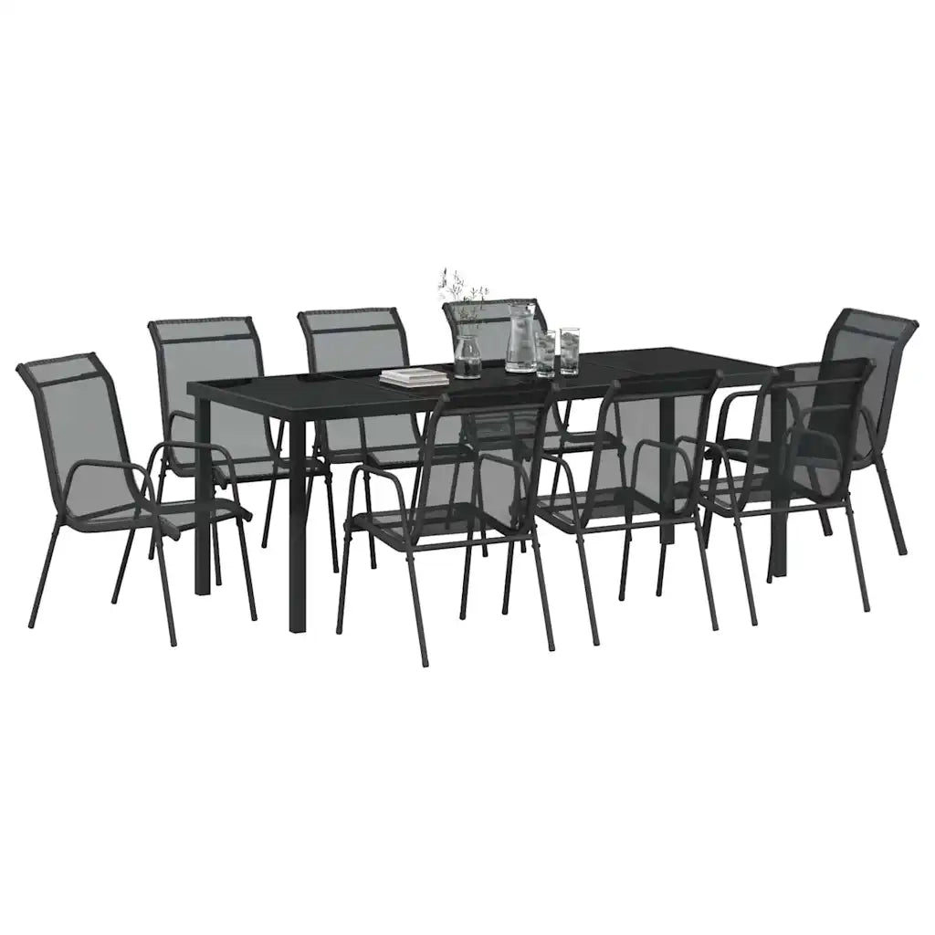 Set da Pranzo per Giardino 9 pcs Nero 3379141