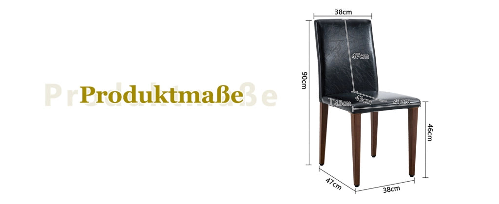 [Set di 2 sedie da pranzo minimaliste] Lusso leggero in stile europeo con finitura noce scuro: pelle PU nera + gambe in metallo effetto noce scuro. Si