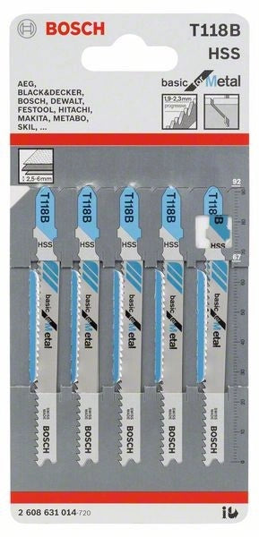 2608631014 - Set 5 lame per seghetto alternativo T 118 B Basic for Metal