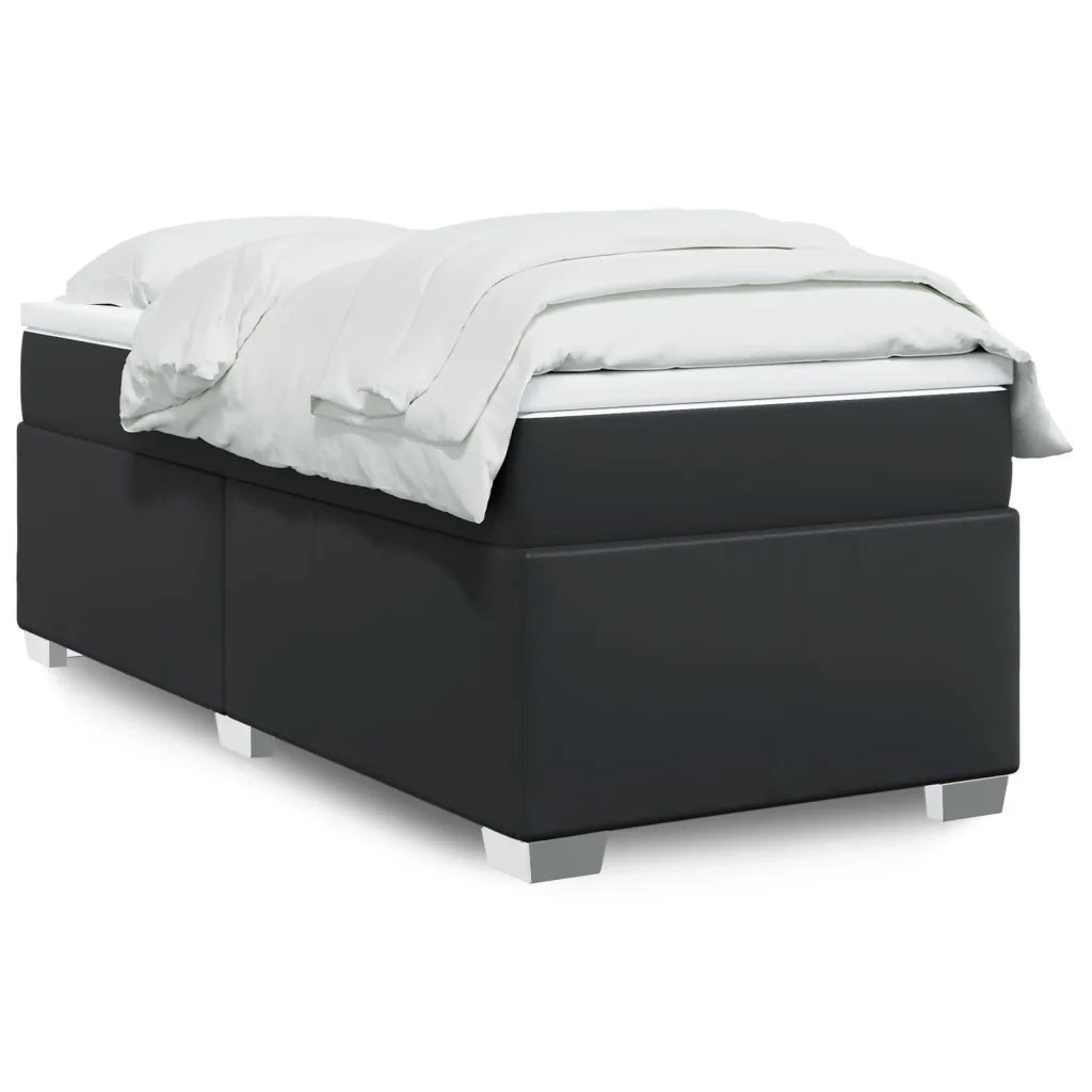 Letto singolo | Letto per adulti | Giroletto a Molle con Materasso Nero 80x200 cm in Similpelle