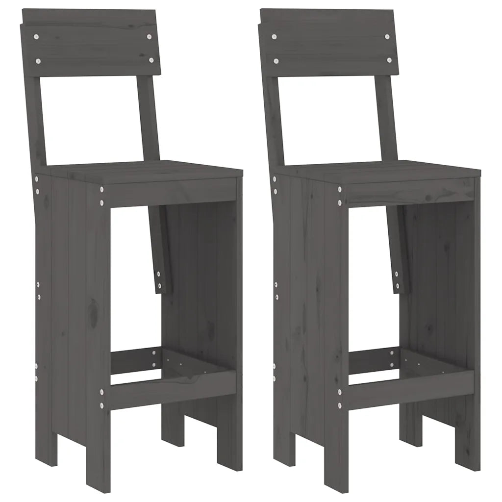 Set Bar da Giardino 3 pz Grigio in Legno Massello di Pino 3157795