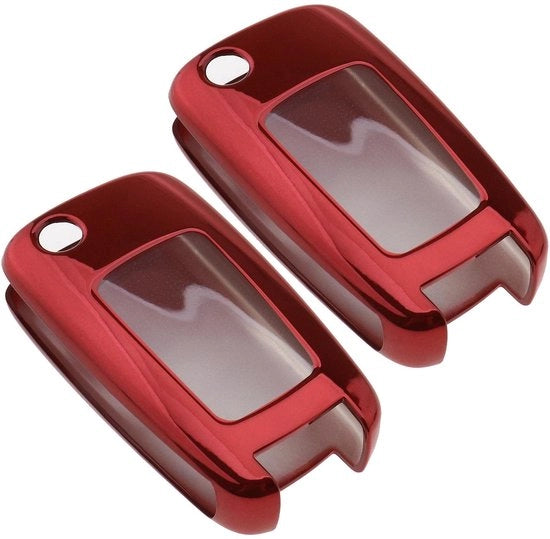 Set di 2 autosleutelhoes in TPU - Protezione valvolare - Rood - Resistenze allo sforzo - Adatto per Opel