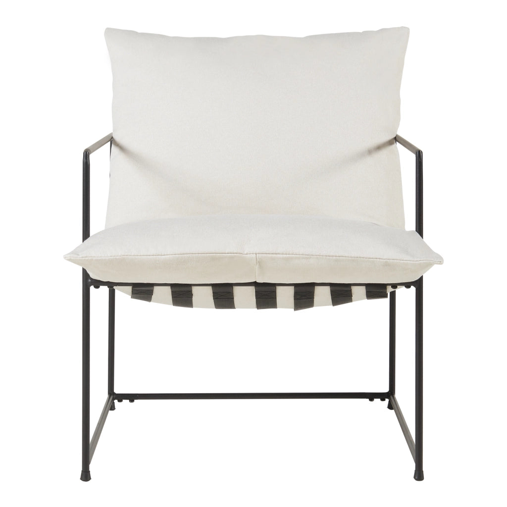 Poltrona Utsjoki con Cuscino Imbottito Sedia Relax 90 x 61 x 70 cm Nero / Beige [en.casa]