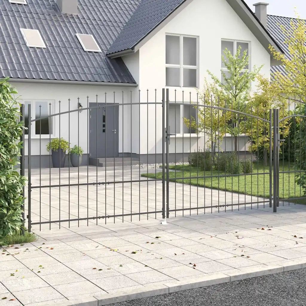 Cancello Doppio con blocco Grigio 400 x 199.5 cm Acciaio 42008858