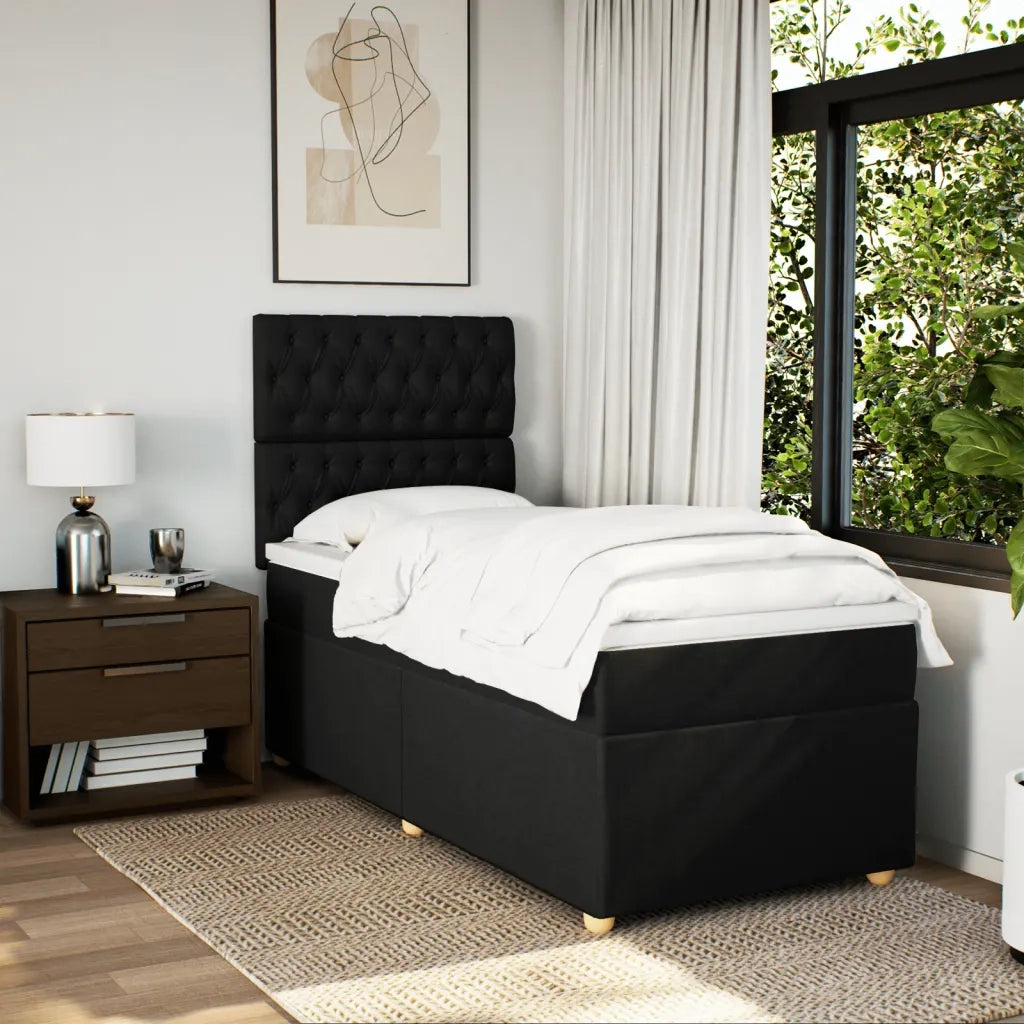 Giroletto a Molle con Materasso Nero 90x200 cm in Tessuto 3293472