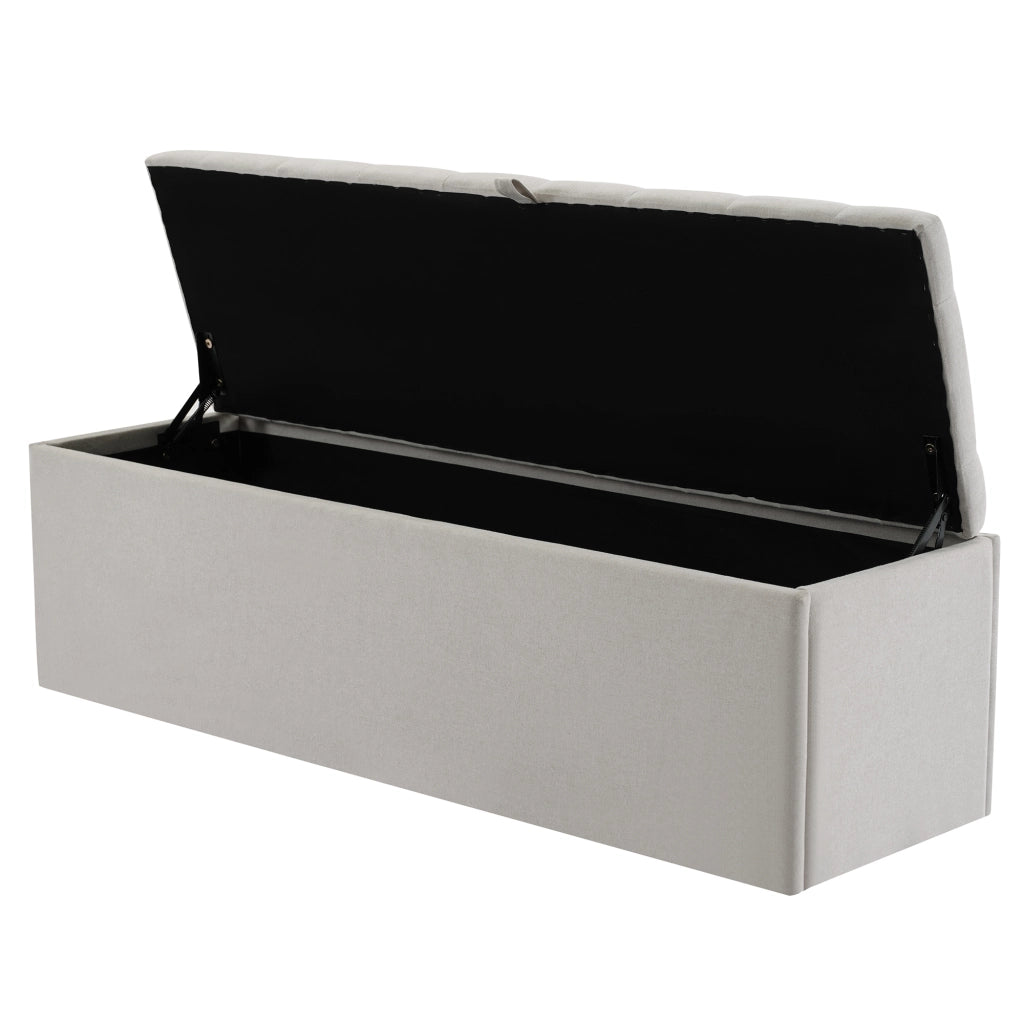 OKWISH Panca Contenitore in Lino, Panca Fondoletto con Vano Contenitore e Seduta Imbottita, Design Europeo, Grigio Chiaro