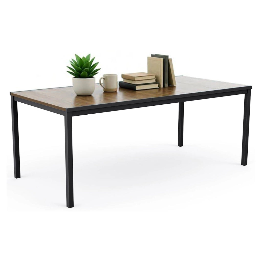 Tavolo da esterno Sarnia, Base per picnic, Piano da pranzo da giardino, Banco outdoor multiuso, 200x95 h75 cm, Rovere e Antracite