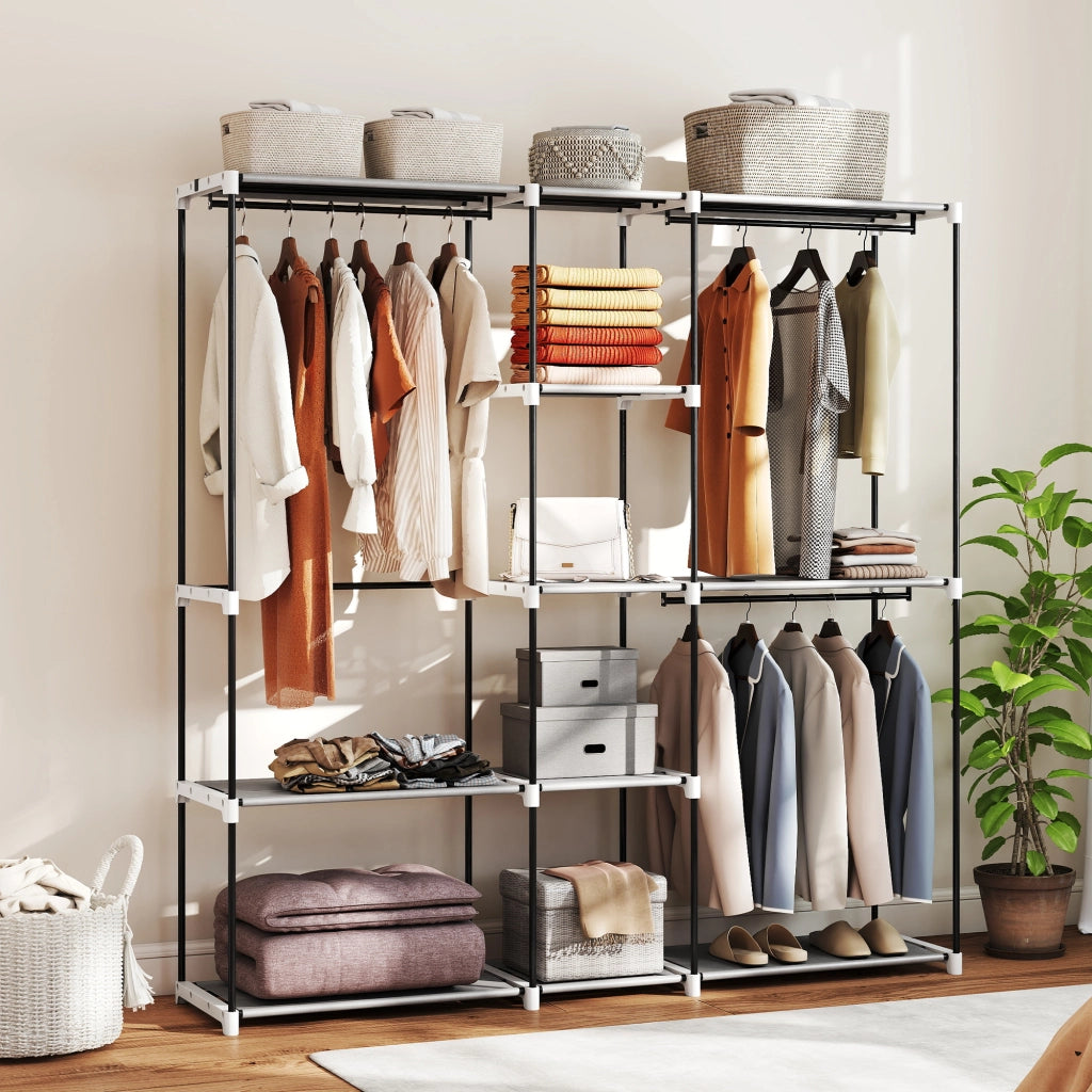 Armadio Guardaroba con Ripiani e Appendiabiti ¨C Zephmum ¨C Grigio 182x43x185 cm