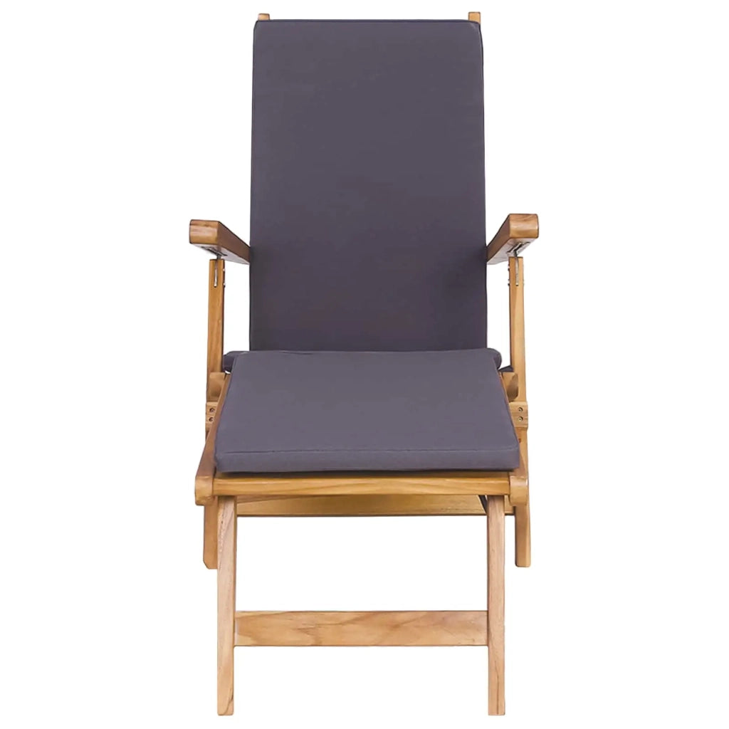 Sedia a sdraio pieghevole con cuscino Grigio Scuro 42030523