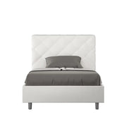 Letto singolo con rete imbottito 100x190 similpelle bianco Priya
