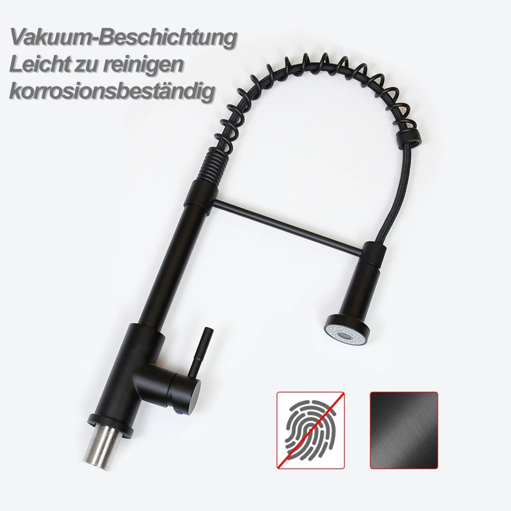 ZMH Miscelatore nero con doccia estraibile e design arcuato