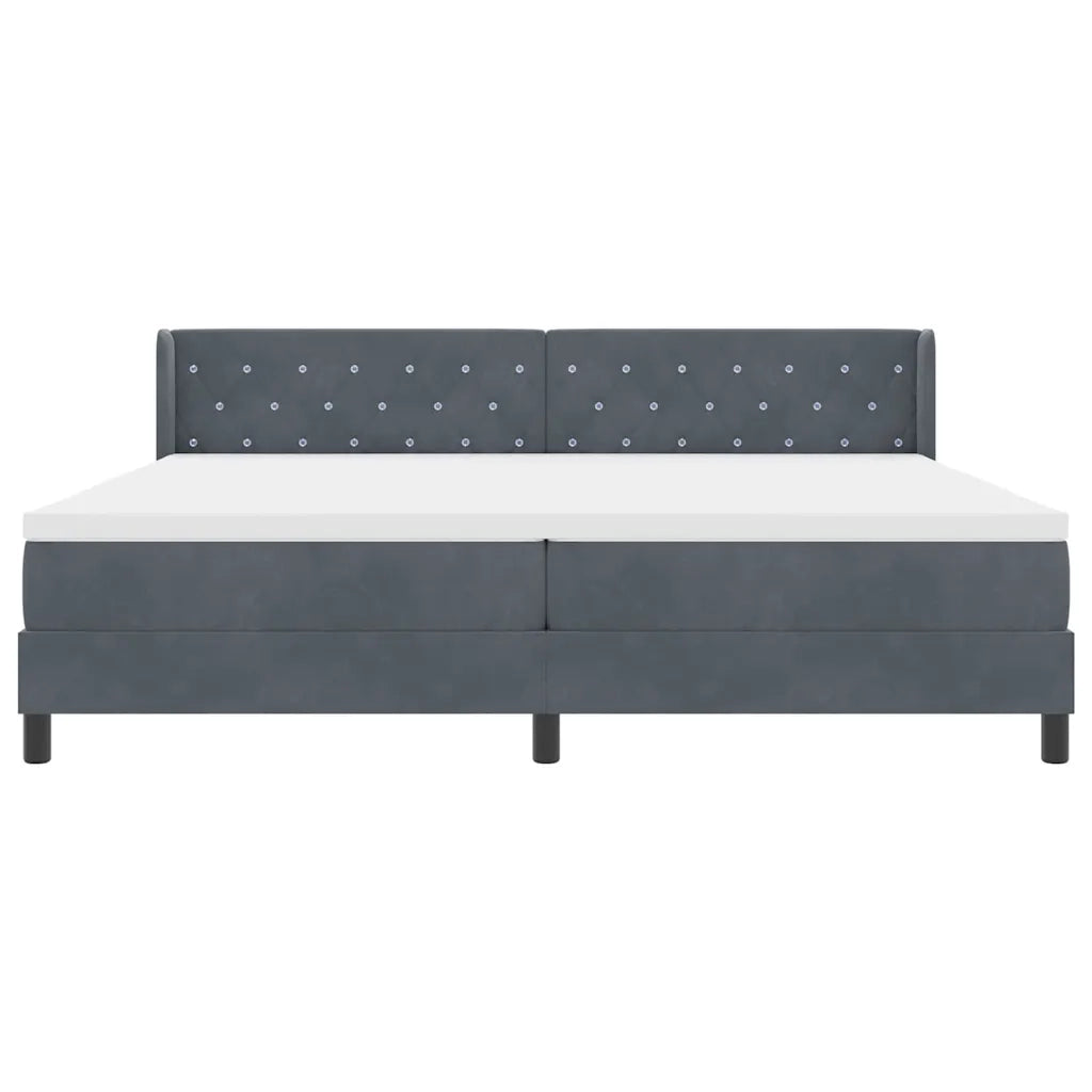 Letto a molle con testiera Grigio scuro 200 x 200 cm Poliestere