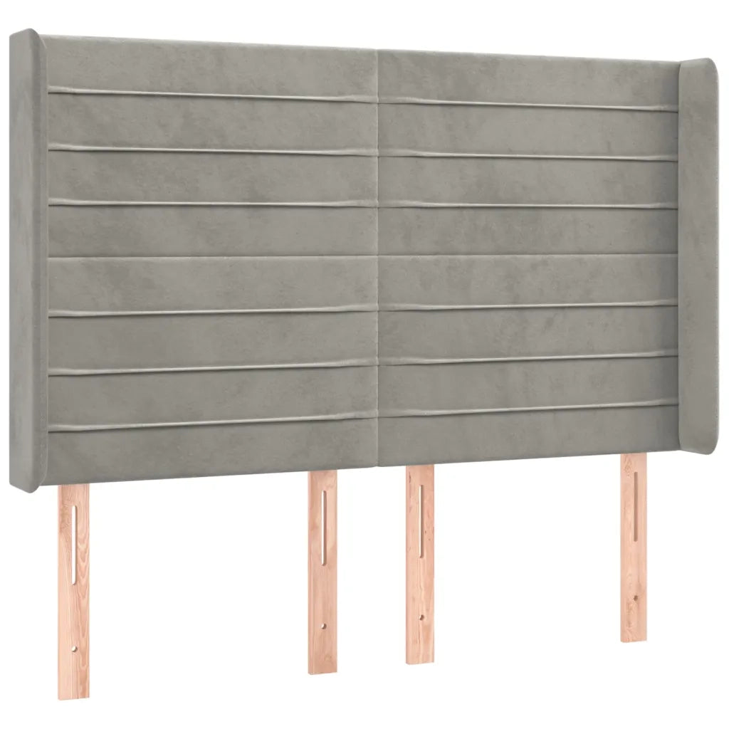 Testiera | Testata ad Orecchio Grigio Chiaro 147x16x118/128 cm in Velluto