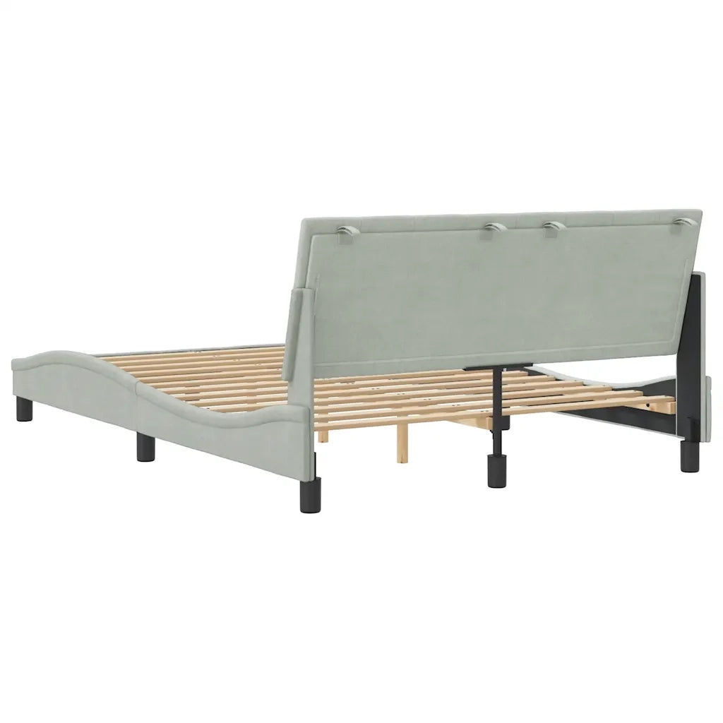 Letto matrimoniale | Letto per adulti | Giroletto senza Materasso Hanko Grigio Chiaro 140x200 cm Velluto