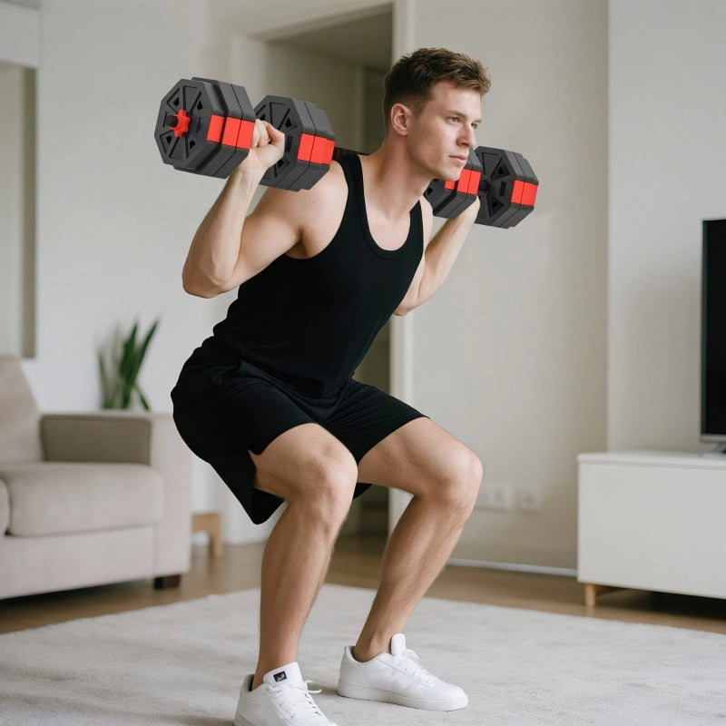 Set di manubri 4 in 1: manubri e bilancieri regolabili da 25 kg per l'allenamento di forza a casa