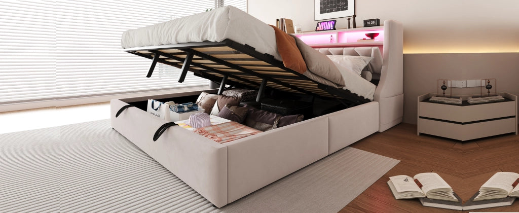 letto imbottito velluto beige 180 x 200 cm