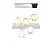 SOSPENSIONE CROMO 5 LUCI RETTANGOLARE VETRI (ALPHA AM) (BETA AM + TR) (GAMMA TR + AM) 1176CR-S5 R ABG-TA