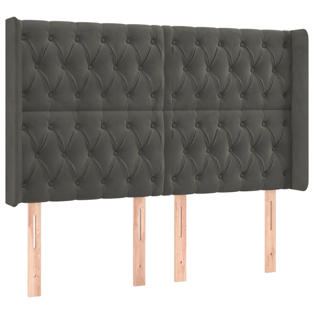 Letto a Molle con Materasso e LED Grigio Scuro 140x190 cm
