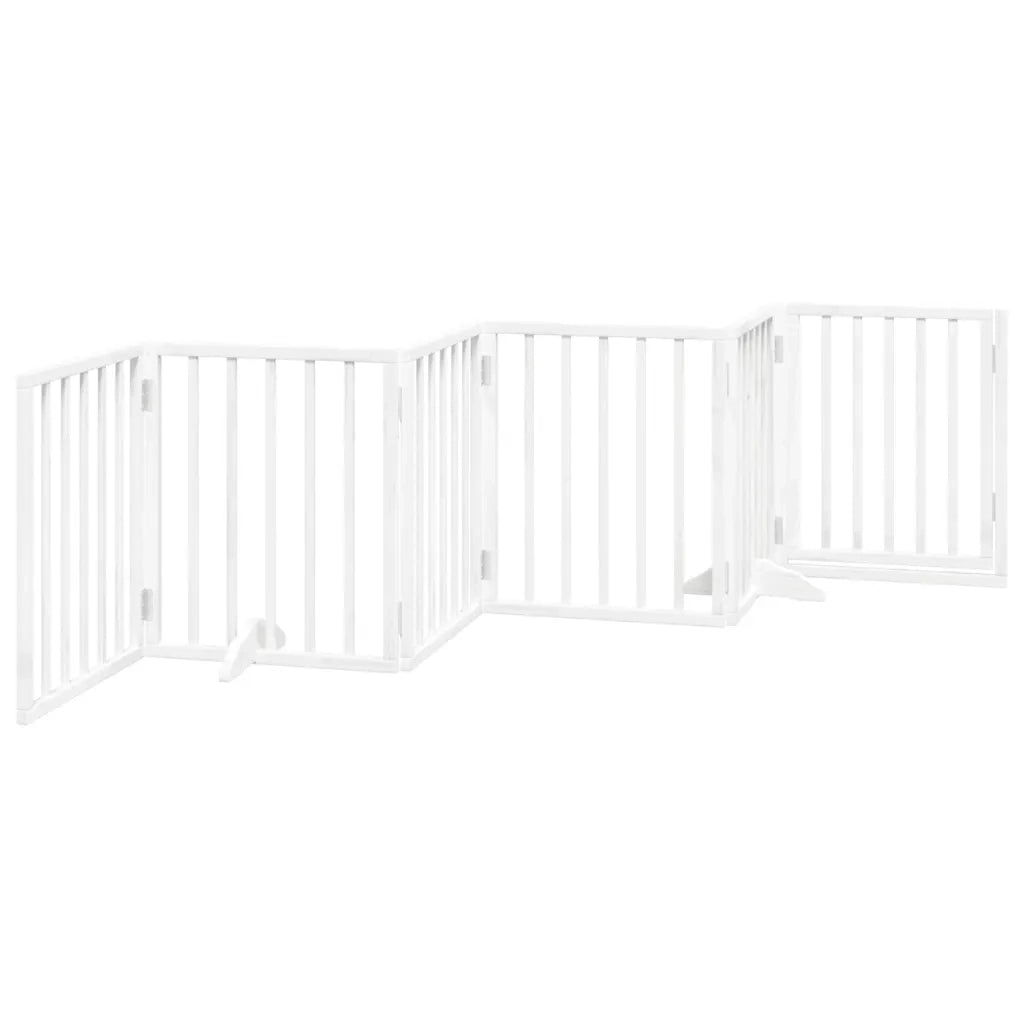 Cancello Cani Porta Pieghevole Bianco 6 Pannelli 300 cm Pioppo 352181
