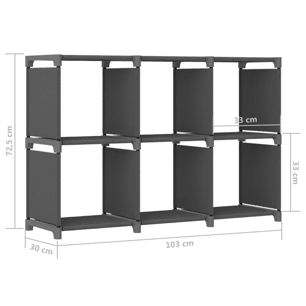 Mensola con 6 Vani a Cubo Grigia 103x30x72,5 cm in Tessuto 322608