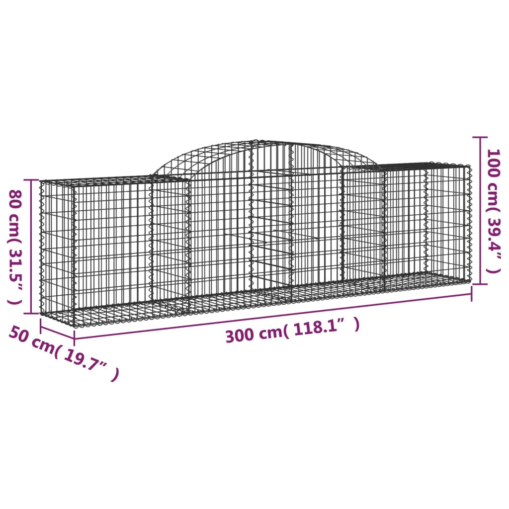 Cesti Gabbioni ad Arco 10 pz 300x50x80/100 cm Ferro Zincato 3146691