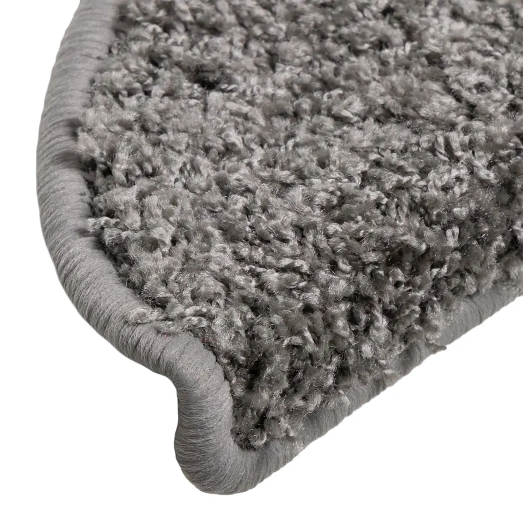 Tappetini per scale 15 pz | Gradini per Scale 56x17x3 cm Grigio Semicircolari
