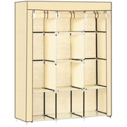 Armadio in Tessuto ¨C Minimal ¨C 8 Ripiani, 2 Appendiabiti, Beige