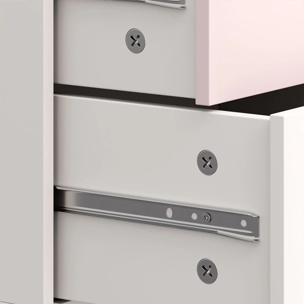 Cassettiera pratico mobile contenitore per ingresso soggiorno cameretta 62 x 38 x 30 cm bianco e rosa 03_0009310