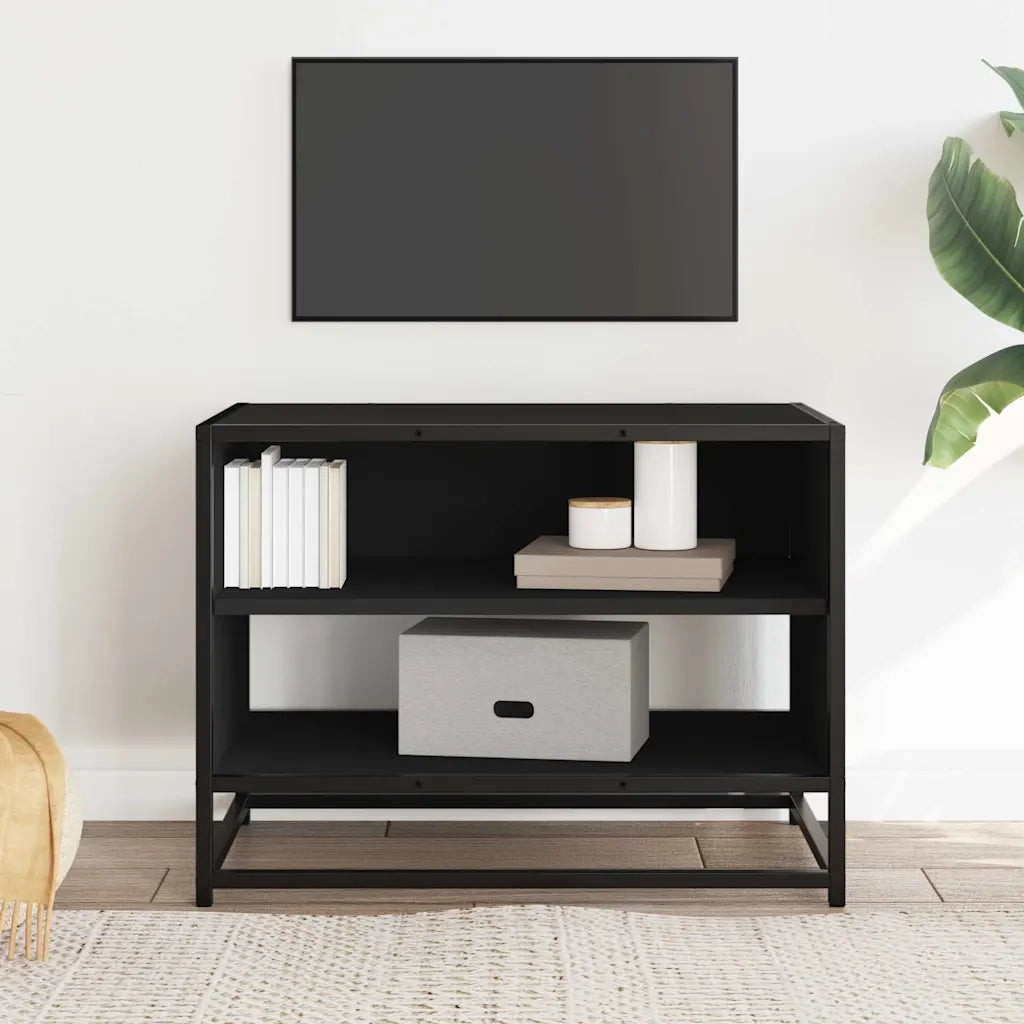 Mobile Porta TV-Mobile per TV-Credenza TV Nero 61x40x46 cm in Truciolato e Metallo