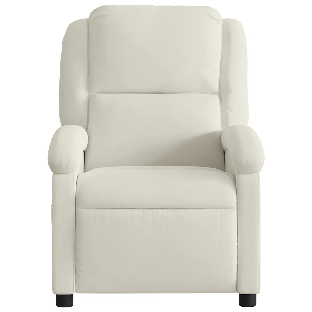 Poltrona | Sedia Relax Elettrica Reclinabile Crema in Velluto