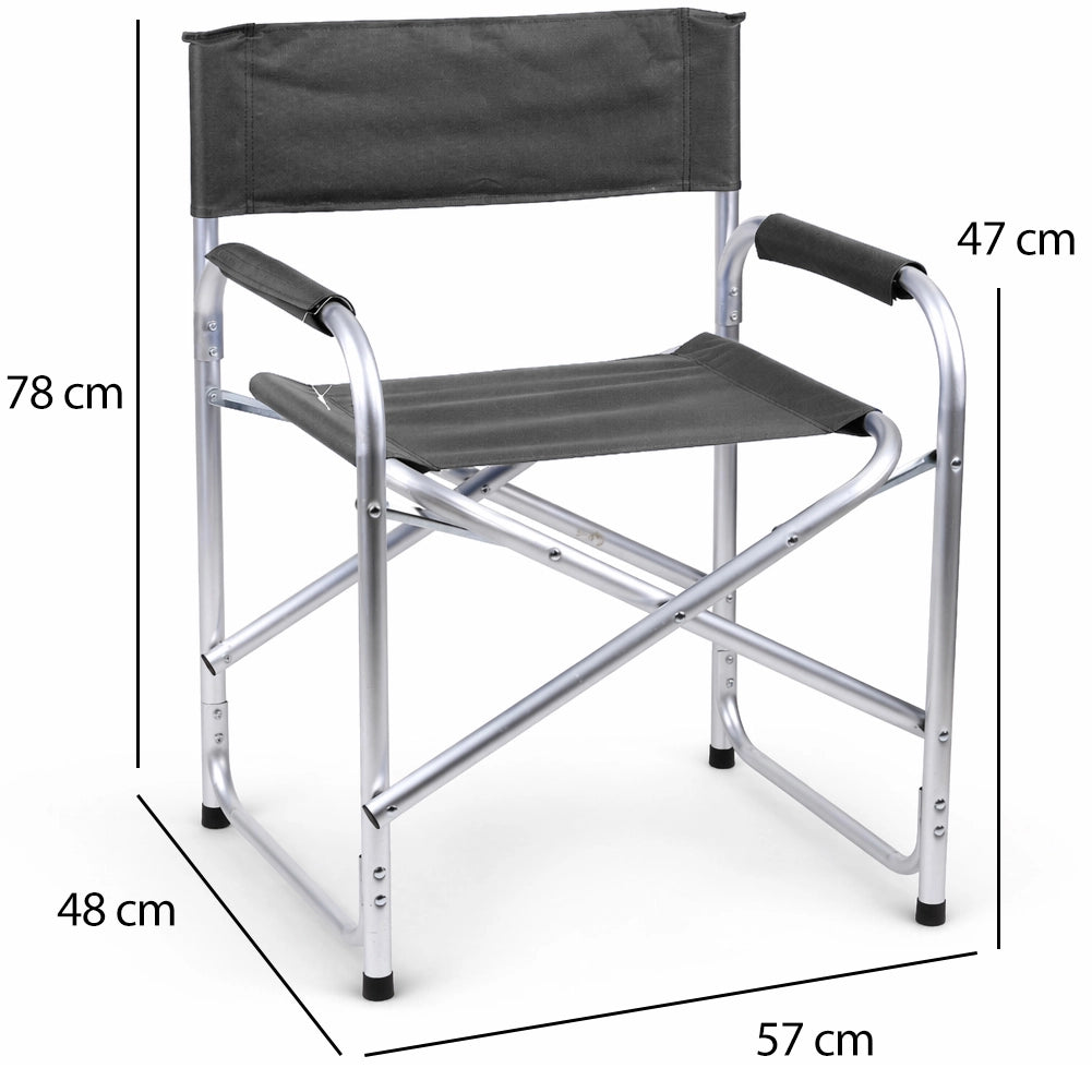 Sedia Regista Struttura Alluminio Rivestimento Tessuto Oxford Grigio 57x48x78cm