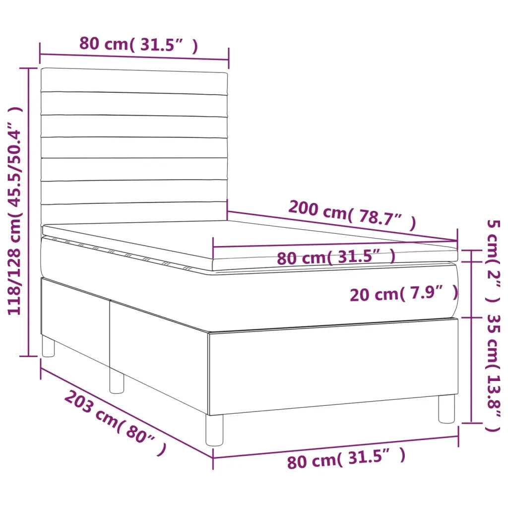 Giroletto a Molle con Materasso-Struttura Letto Tortora 80x200 cm inTessuto 739274